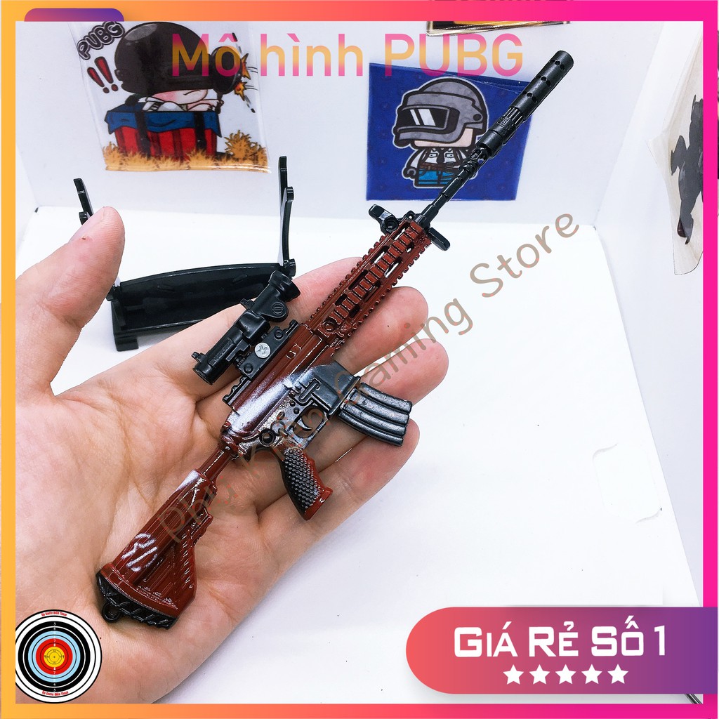 Mô hình súng pubg kim loại lắp ráp M416 skin Red Lifelong dài 20cm mô phỏng giống thật trong game