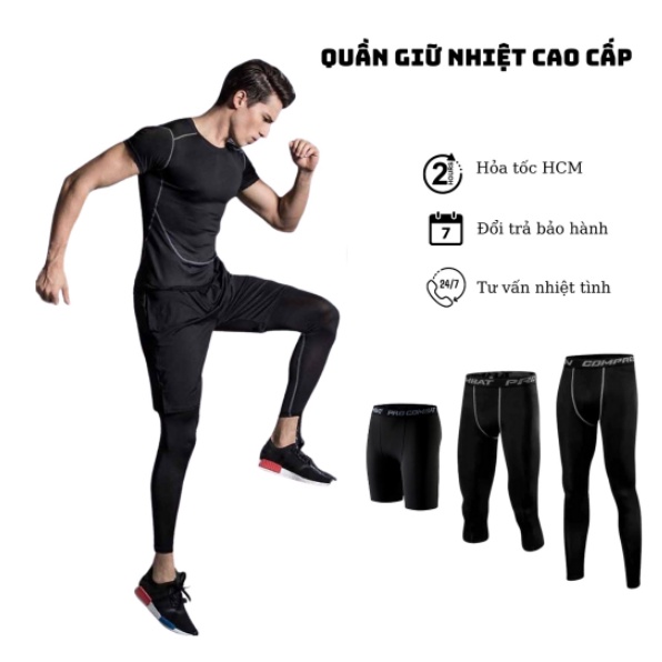 Quần giữ nhiệt nam COMBAT PRO, quần thun legging tập gym