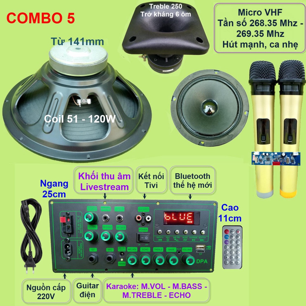 Mạch loa kéo 4 tấc đơn MD9840 150 thu âm LIVESTREAM - DSP lập trình chống hú, chỉnh Bass Treble Micro