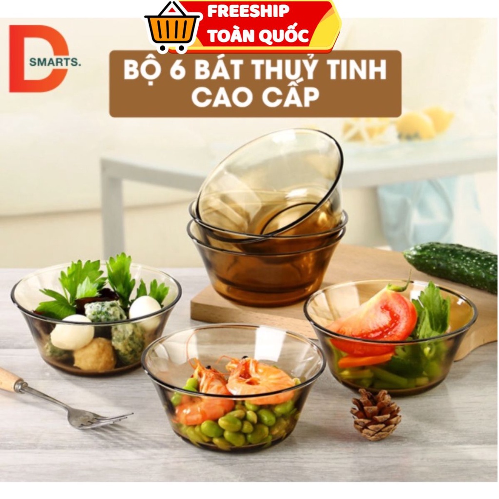 PVN33106 BỘ 6 BÁT THIẾT KẾ TRONG SUỐT MÀU HỔ PHÁCH ĐẸP MÊ LY .