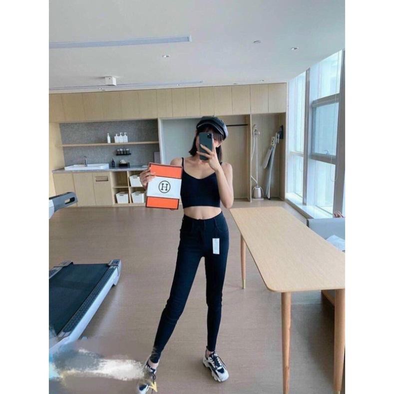 Quần Tregging cạp cao 2 cúc 💖 𝑭𝑹𝑬𝑬𝑺𝑯𝑰𝑷 💖 Quần Tregging nữ chất Umi hàn dày mịn màu đen siêu tôn dáng | BigBuy360 - bigbuy360.vn