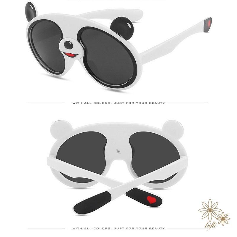 【kifli】Kính râm trẻ em gấu trúc dễ thương bé trai và bé gái kính râm phân cực bảo vệ tia UV kính silicone em bé che nắng gương（quà tặng ngày thiếu nhi）