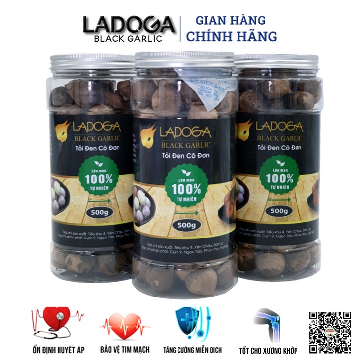 Tỏi đen LADOGA, tỏi đen cô đơn lên men tự nhiên 60 ngày theo công nghệ Nhật Bản đóng 250g và 500g -Hàng Loại 1