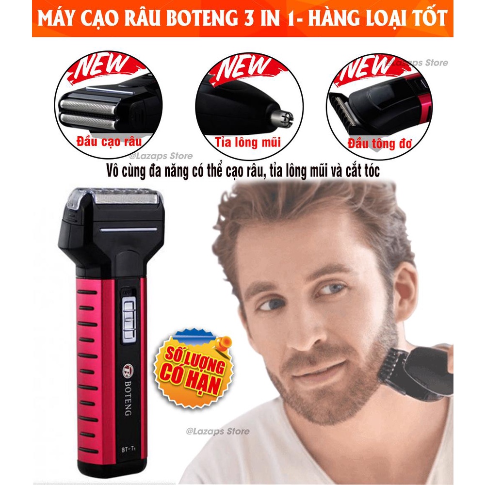 Tông Đơ Cắt Tóc, Cạo Râu Boteng - Máy Cạo Râu Boteng 3 Chức Năng Cao Cấp