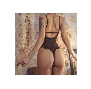 Bodysuit ren mi phối thun sọc