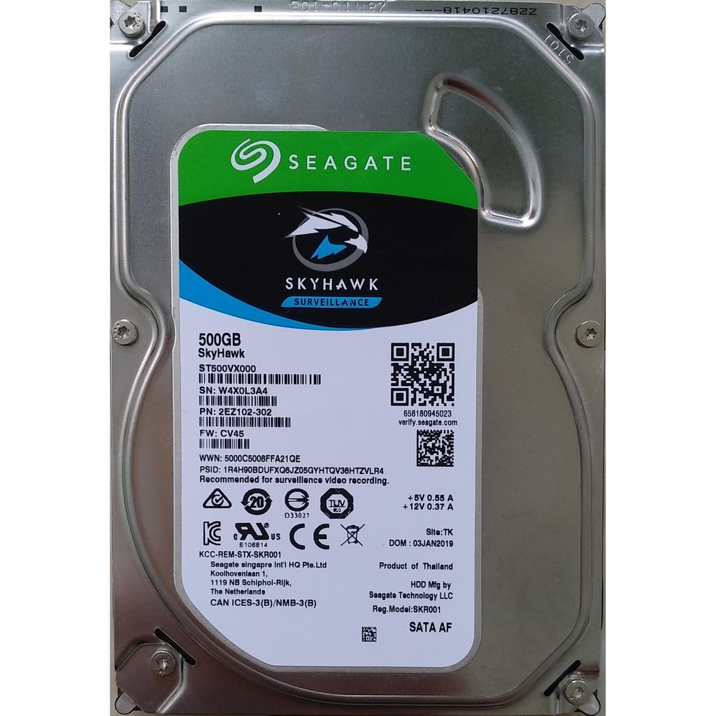 Ổ cứng Chuyên dụng Camera giám sát HDD Seagate Skyhawk 500GB - Bảo hành 36 tháng 1 đổi 1 | BigBuy360 - bigbuy360.vn