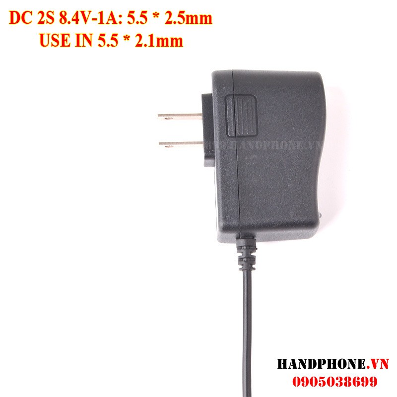 Bộ sạc nguồn Adapter AC-DC sạc pin 2S 8.4V-1A (1000mAh) Chuẩn cắm 5.5 * 2.5mm / 5.5 * 2.1mm cho thiết bị điện tử