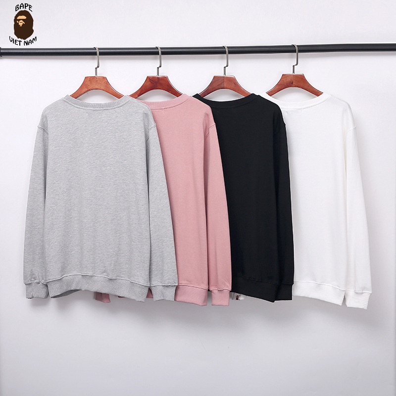 Áo Sweater Bape, Sweater A bathing Ape bản Basic SS21, chất liệu Cotton, 3 màu Đen, Trắng, Ghi xám BapeVN