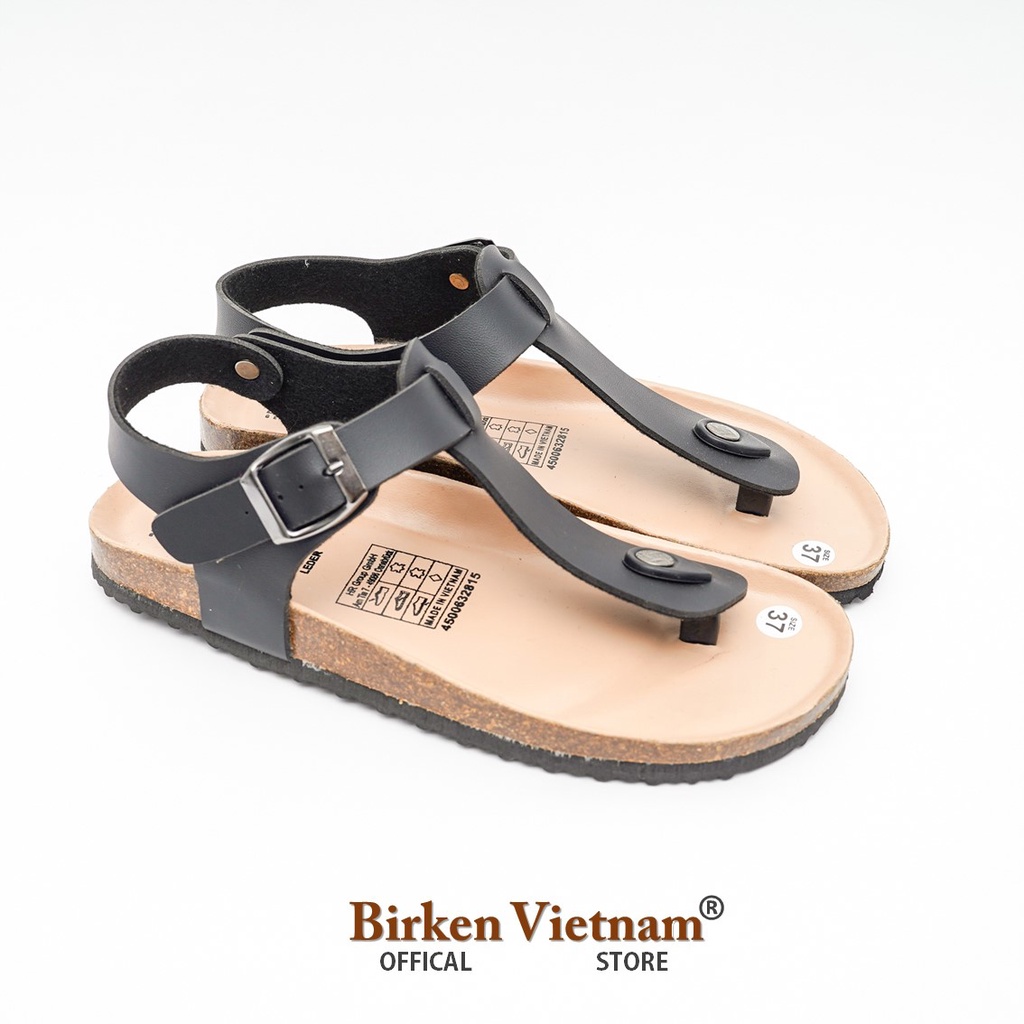 MÃ DK10 Sandal DA BÒ Đế Trấu Lót PU Chống Nước Quai Tách Ngón Unisex Birken Vietnam Bioline