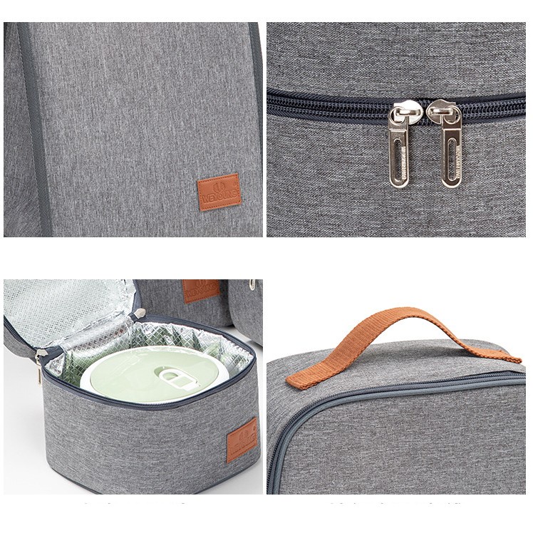 Túi đựng cơm giữ nhiệt We Young vải Oxford cao cấp, kiểu dáng tối giản, sáng trọng, túi đựng cơm tròn có quai đeo chéo