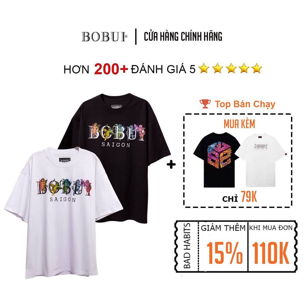 [Full Tag Hãng] Áo thun Bobui local brand tee chính hãng full tag unisex form rộng ulzzang oversize nam nữ