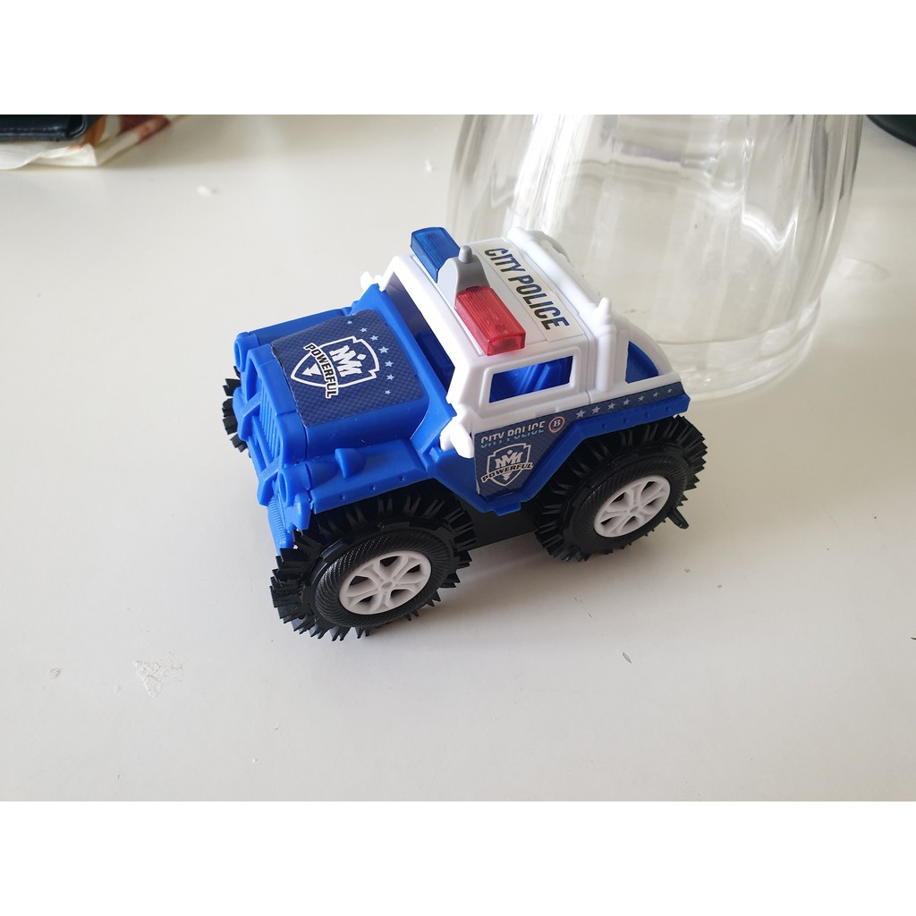 Xe ô tô đồ chơi chạy pin xe cảnh sát cho bé trai hoặc gái chạy bằng pin tiểu (màu xanh trắng) nhựa nguyên sinh