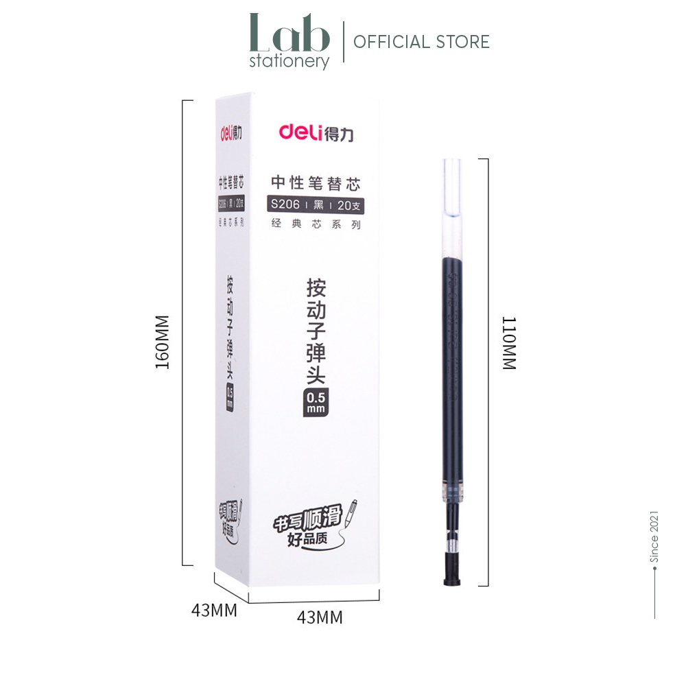 Ngòi Bút Gel Deli 0.5mm Labo S206, S221 Dùng Thay Ruột Bút Bấm A575, A057b