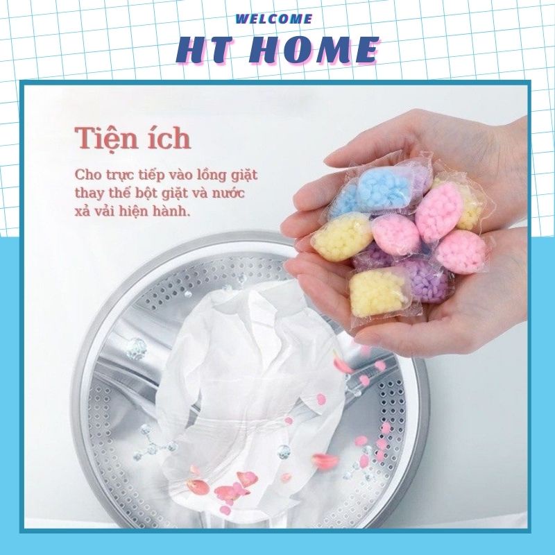 Hạt giặt xả lưu hương HT Home giặt chăn ga gối thay thế nước giặt thơm lâu 72h tiện lợi hương Hoa Hồng (1 gói 5gr)