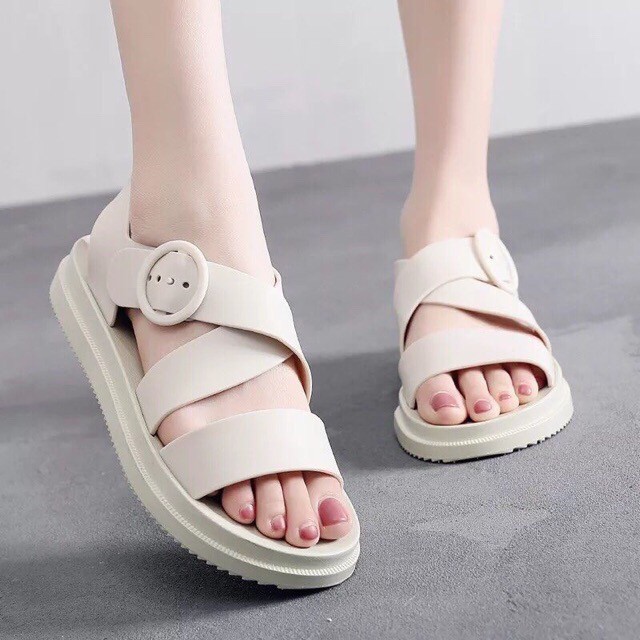 Giày Sandal Giày Nữ Quai Ngang Nữ Giày Quai Hậu Đế Bằng Nữ Phong Cách Nữ Sinh Ngọt Ngào