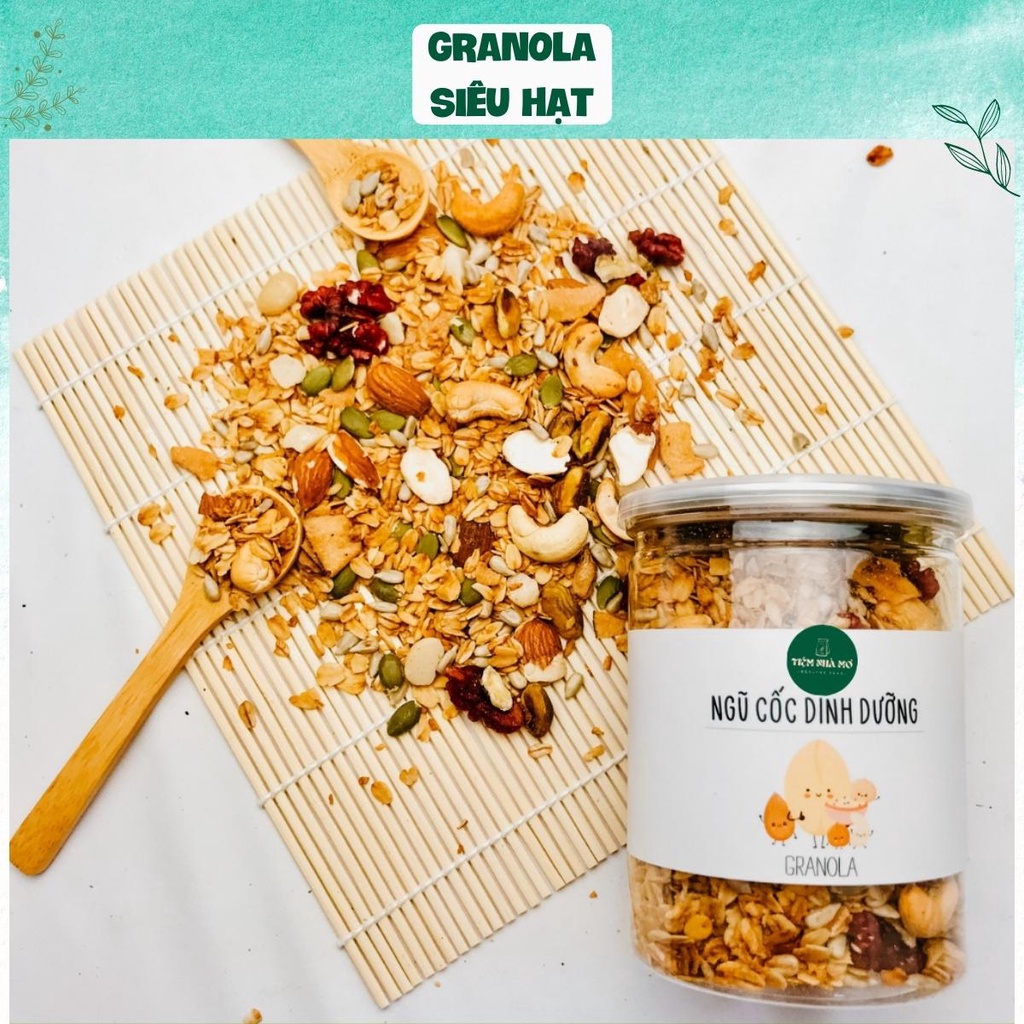 Granola SIÊU HẠT không đường - Ngũ cốc tiện lợi cho người ăn kêng, giảm cân, eatclean ăn vặt healthy 250g/500g
