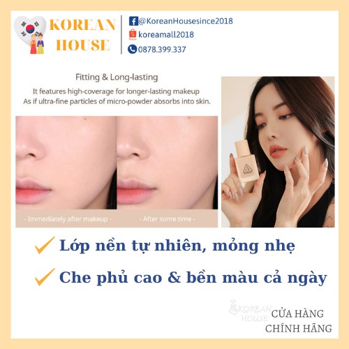 (Chính hãng) KEM NỀN 3CE MỊN LÌ VELVET FIT FOUNDATION_Mẫu mới tháng 3/2021 | BigBuy360 - bigbuy360.vn