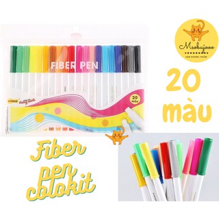 [Meobujooo] Bộ 20 bút lông màu Fiber Pen Colokit FP-C03 dùng để trang trí sổ, notebook, bullet journal