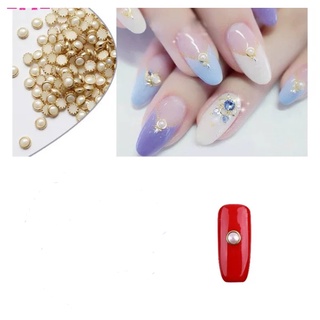 Hạt trai trắng viền vàng cao cấp siêu xinh - đính trang trí móng- charm nail