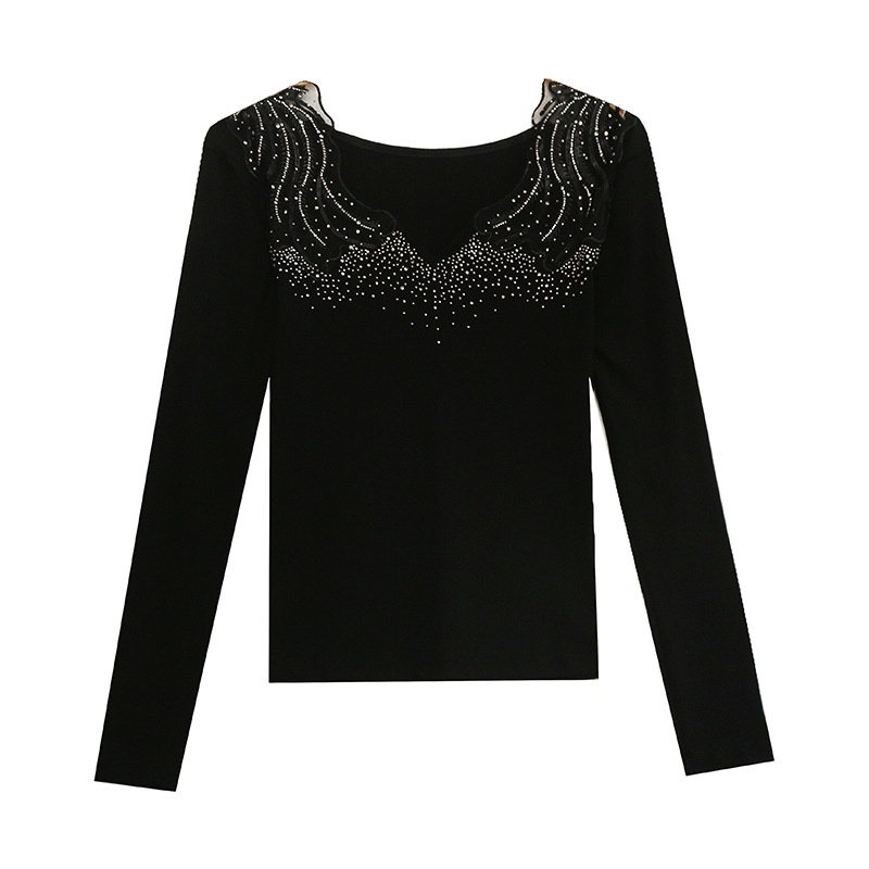 Áo kiểu trễ vai áo lưới dài tay V Thiết Kế Mới Thời Trang Mùa Thu Đông Dành Cho Nữ