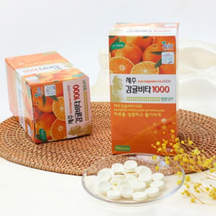 Viên ngậm bổ sung vitamin C, tăng cường đề kháng và hệ miễn dịch JeJu Tangerine Vita 1000 (hộp 278 viên) 500g