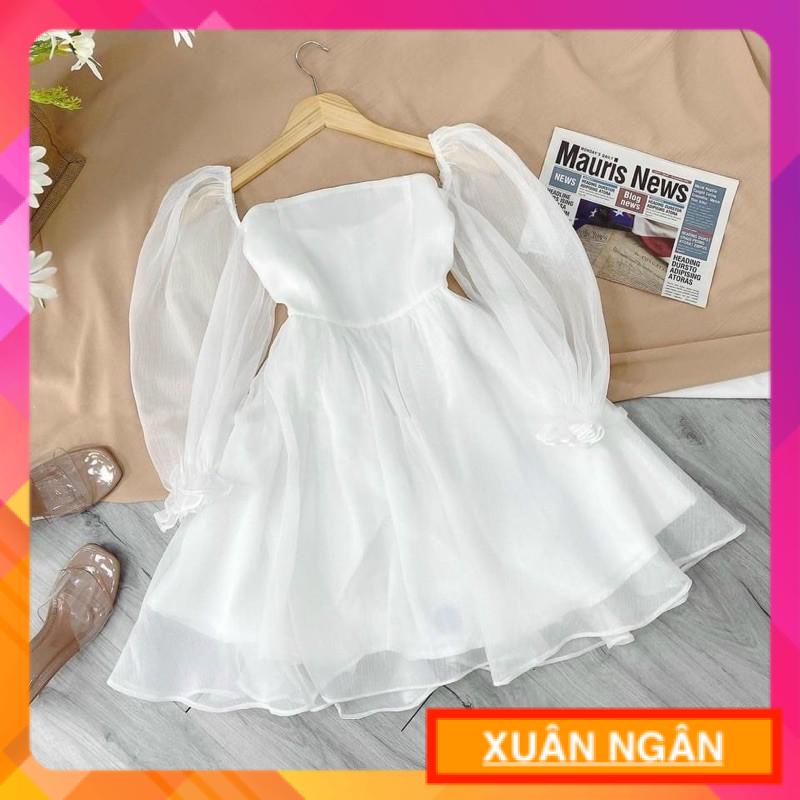 SÉT ĐẦM VOAN KIẾN ÁNH KIM TẶNG KÈM QUẦN