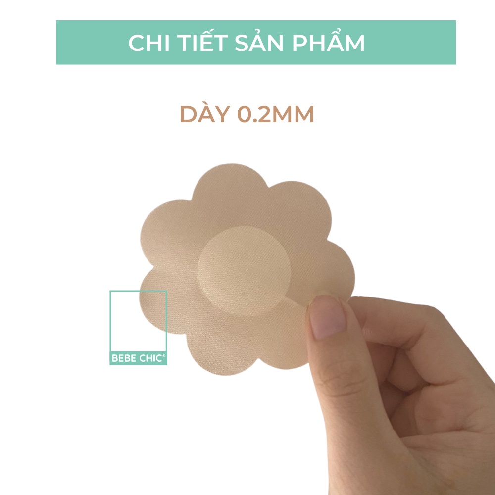 Túi 10 miếng dán ti giấy hình hoa hình tròn satin cao cấp BEBECHIC