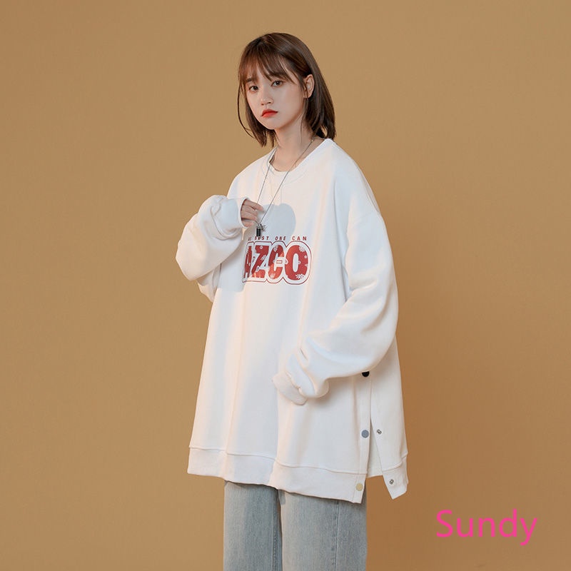 Áo sweater plus size tay dài dáng rộng phong cách thời trang hàn quốc cho nữ