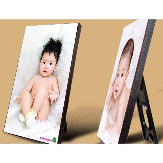 Khung ảnh để bàn cỡ 15x21 ép gỗ, tráng gương, nẹp mika in theo yêu cầu tại Tú Vy Studio in ảnh cho con quà tặng