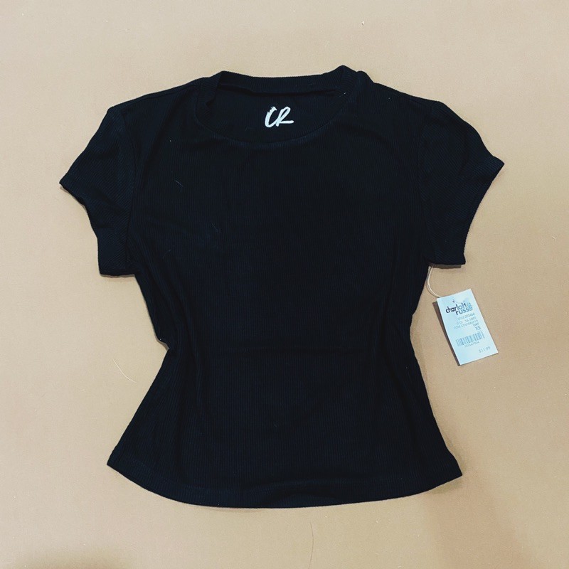 Áo Thun CR Đen Form Crop - Chính Hãng Co Giãn