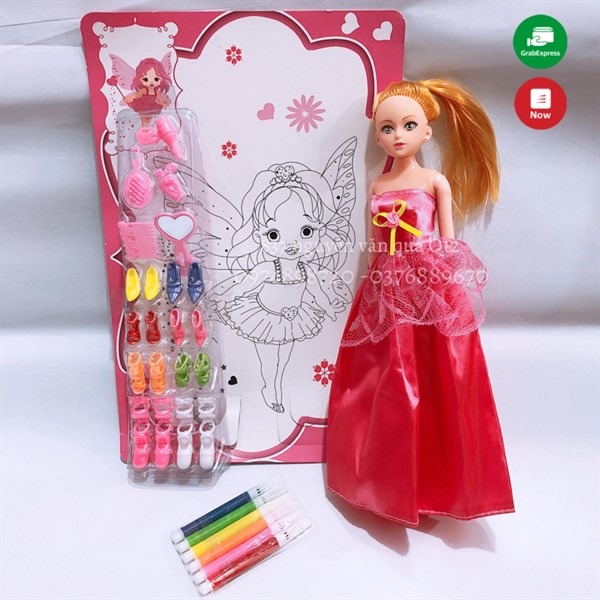 [Hàng mới về] Túi đồ chơi búp bê công chúa tô màu cho bé  518-2B
