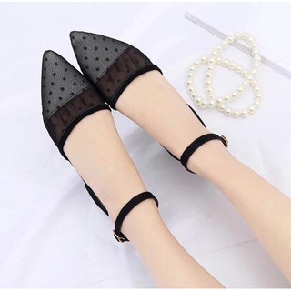 Giày búp bê hở gót chấm bi siêu xinh