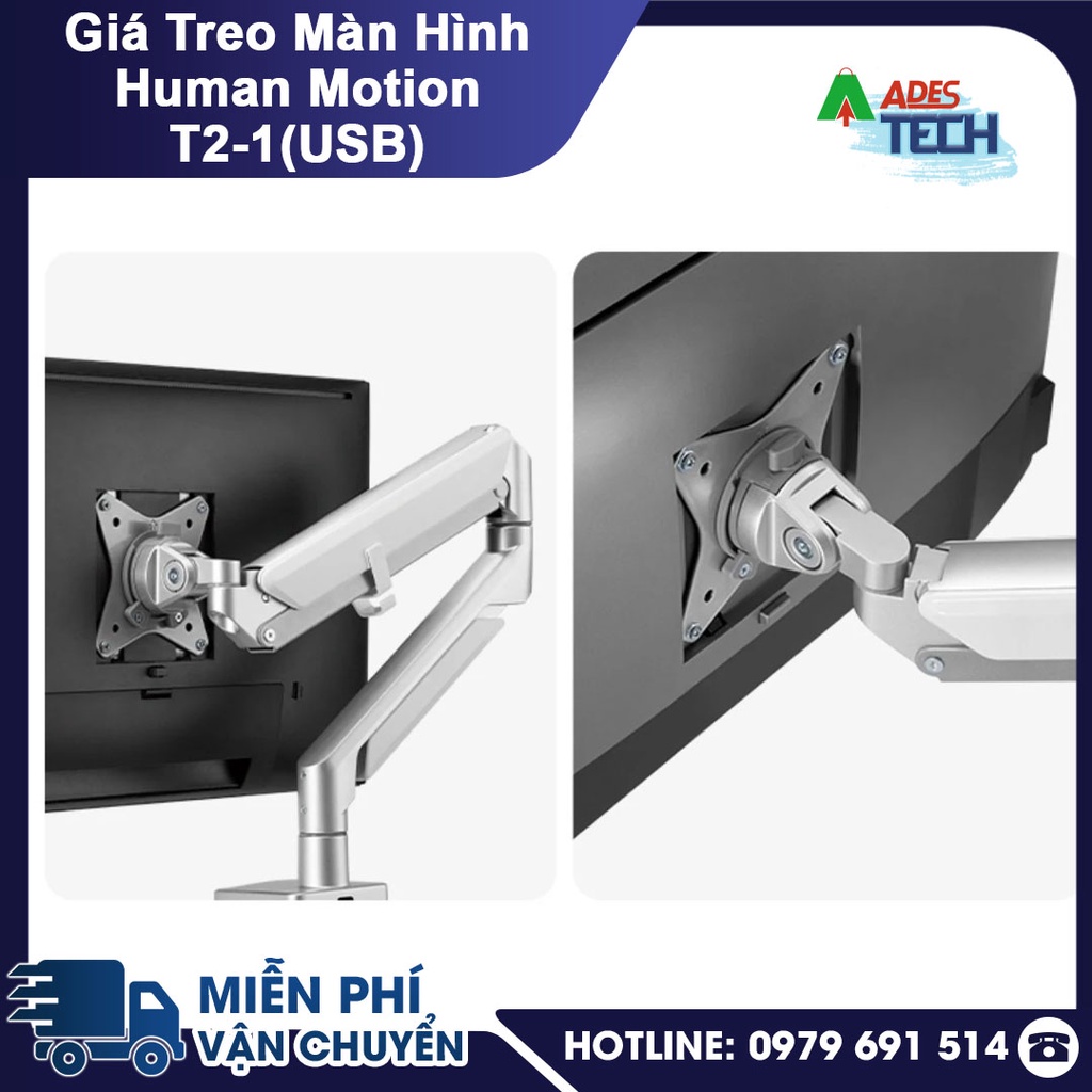 Giá Đỡ Màn Hình Máy Tính HUMAN MOTION T2-1 / T2-1U Tích Hợp Chân USB | Arm Monitor