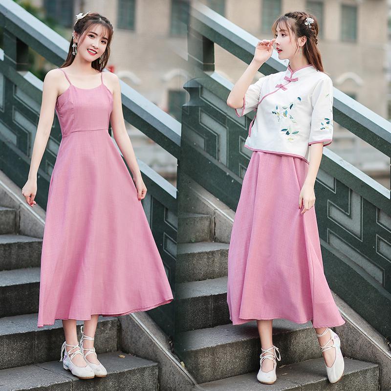 Đồ Hán Phục cách tân che bụng kiểu phương Tây phong cách mùa xuân