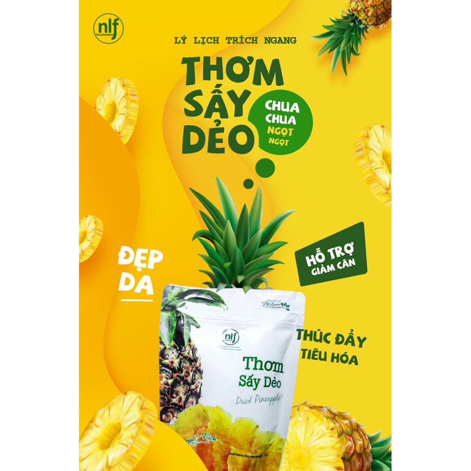 Thơm Sấy Dẻo Nông Lâm Food (Dried Pineapple) - 100% Từ Thiên Nhiên