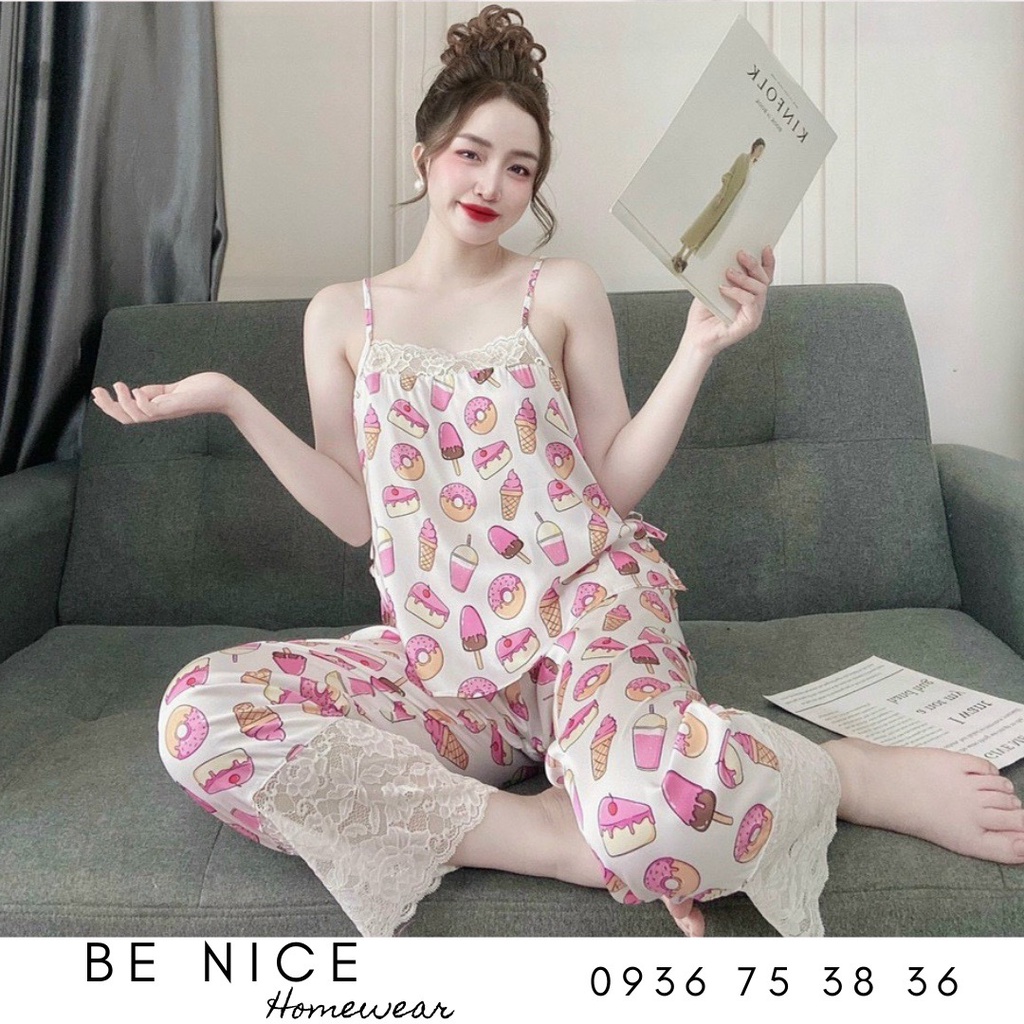 Set lụa hai dây cột nơ eo xinh xắn