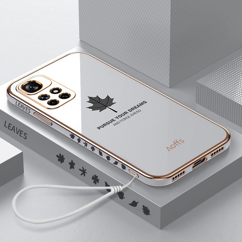 Ốp Điện Thoại Mềm Thẳng Mềm Mạ Điện Hình Lá Phong 2022 Cho For Xiaomi Redmi Note 11 Pro+ 5G 11s 4G 10 Pro 5G 10s