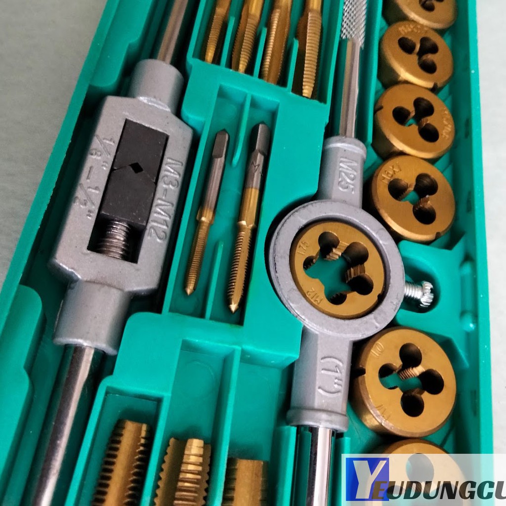 Bộ taro ren ngoài / trong mạ Titan 20 chi tiết.