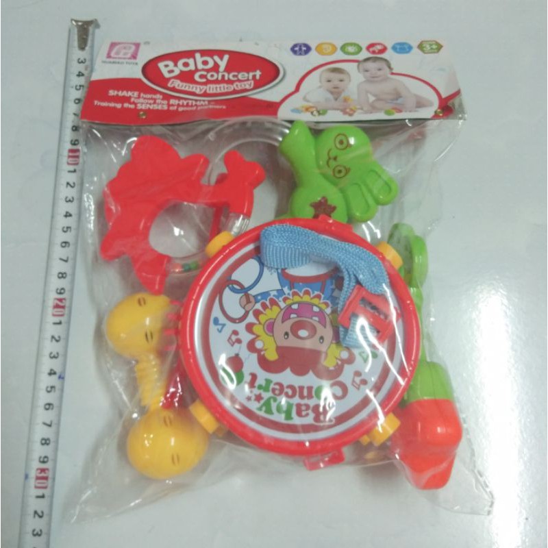 Bộ Trống Đánh Lục Lạc 7 Món Đồ Chơi Trẻ Sơ Sinh Và Trẻ Nhỏ Thương Hiệu HUABIAO TOYS (Ảnh Thật)