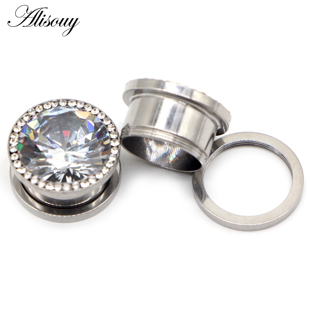 Alisouy Set 2 Khuyên Tai Thép Không Gỉ Đính Đá zircon Nhiều Màu Sắc