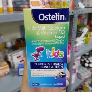 Siro Ostelin Kids Milk Canxi & Vitamin D3 90ml dạng nước bổ sung cho bé từ 7 tháng trở lên