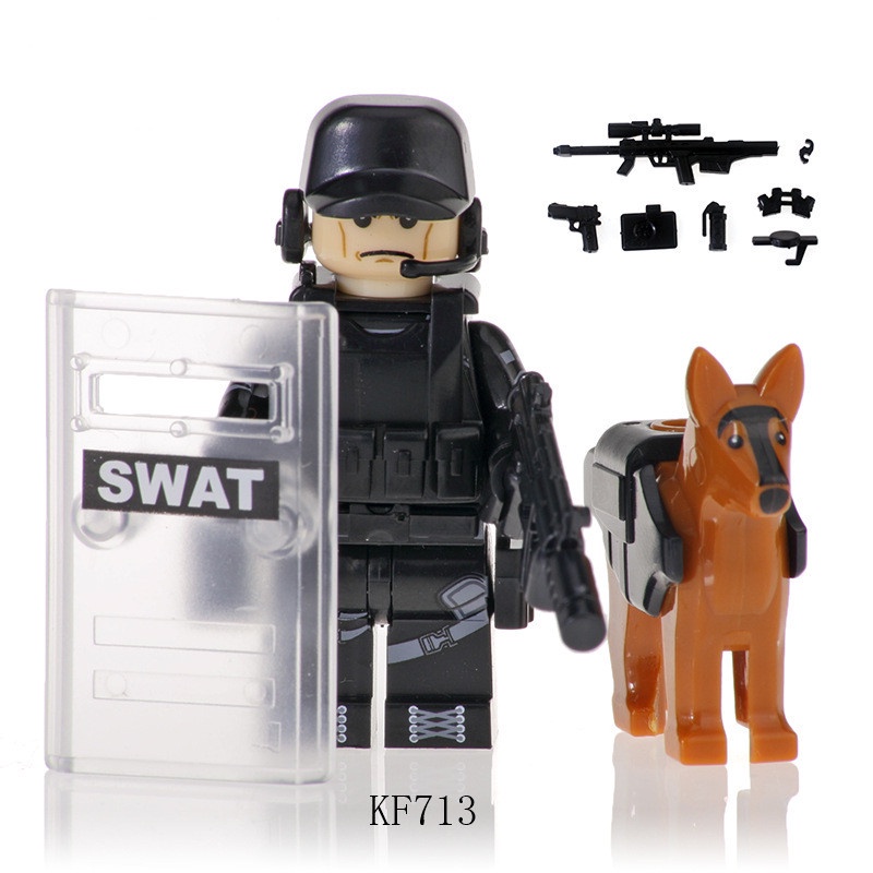 Bộ đồ chơi lắp ráp  hình chú chó cảnh sát quân đội SWAT