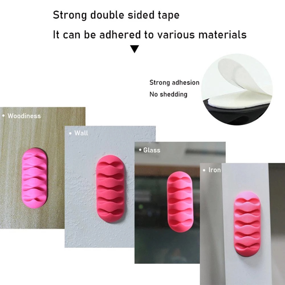 Kẹp Giữ Sắp Xếp Dây Cáp Tai Nghe Bằng Silicone 5 Lỗ Tiện Dụng