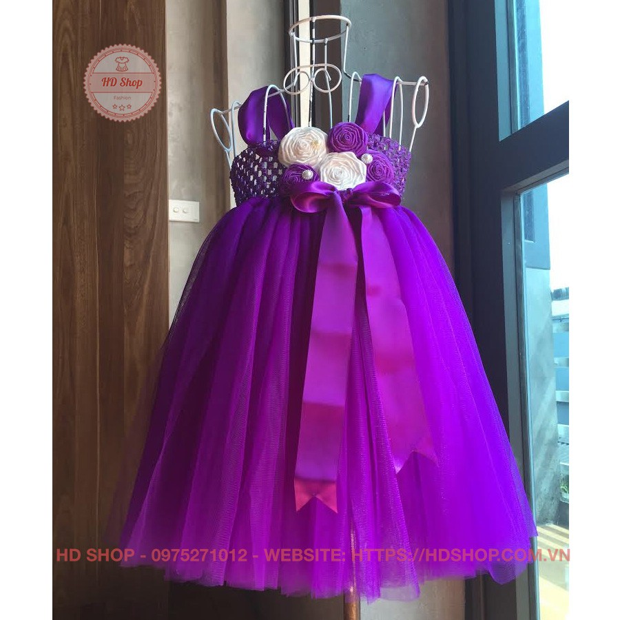 Váy công chúa cho bé ❤️FREESHIP❤️ Váy tím hoa cuốn cho bé