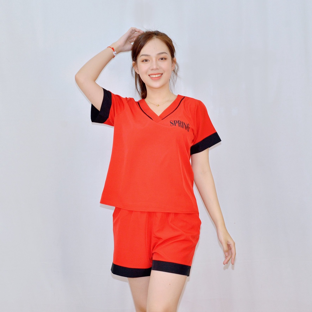 Bộ đồ bộ CỔ TIM MÀU ĐỎ PHA ĐEN CỰC XINH  vải  lụa cao cấp -  Thoải Mái Nhẹ Nhàng