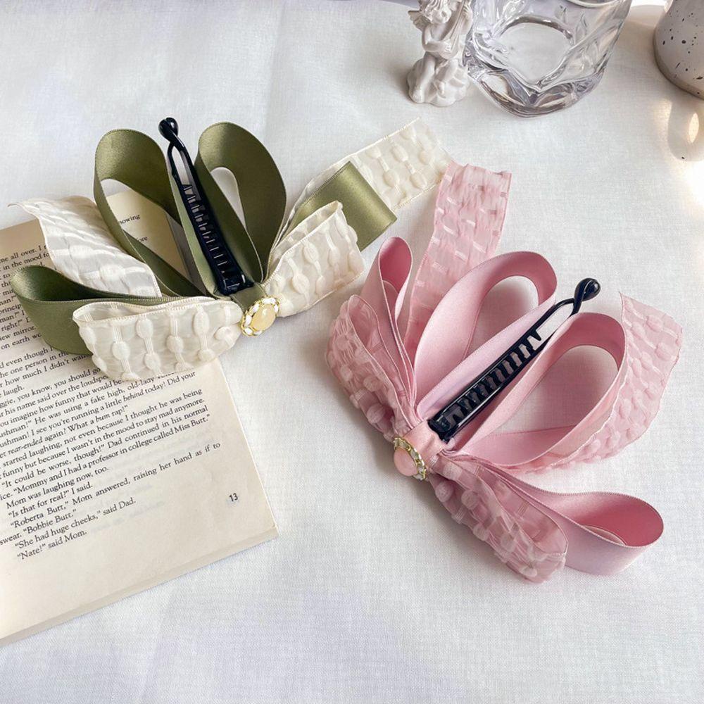 Kẹp Tóc Đính Nơ Bằng Nhựa Resin Phong Cách Retro Thời Trang Cho Nữ