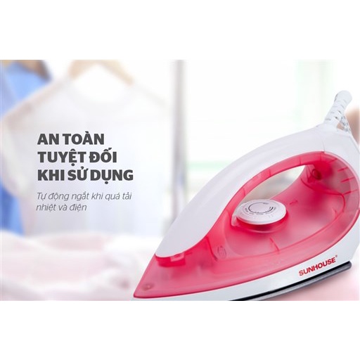 Bàn là khô Sunhouse SHD1072 Bàn ủi trượt êm trên mọi chất liệu cám biến nhiệt an toàn - HAPOS