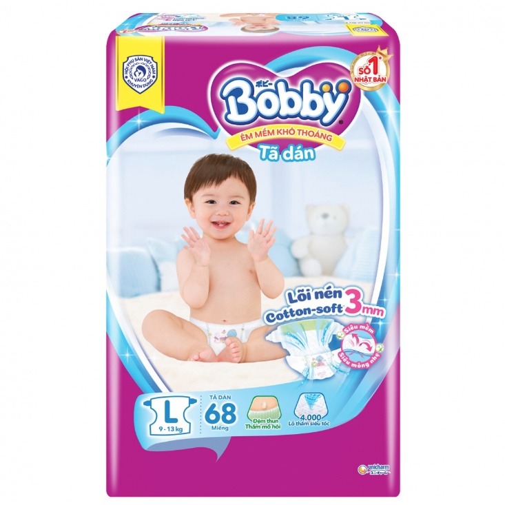 Bỉm/Tã Bobby Dán M76, L68, Xl62, Xxl56