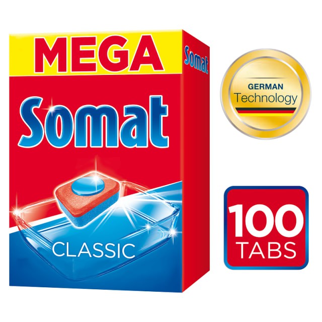 Viên rửa bát Somat mega cho máy rửa bát hộp 100 viên ( Hàng Đức )