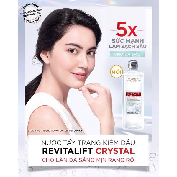 Nước Tẩy Trang L'Oréal Paris Dành Cho Da Dầu Revitalift Crystal Purifying Micellar Water 400ml